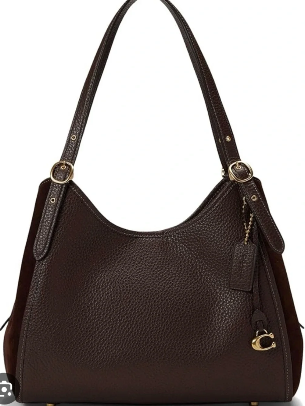 ISO Coach Lori/Bella Maple/Brass Pebbled Leather & Suede Shoulder Bag - Picture 3 of 5